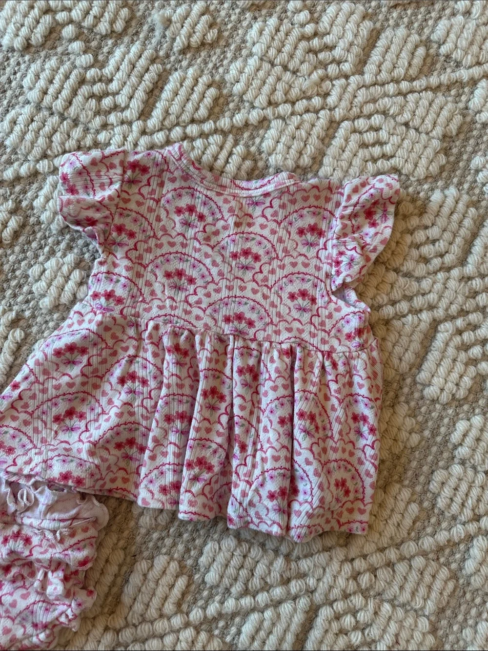 Posh peanut baby Pink Floral Ruffle Top & Bloomer Set